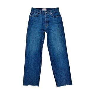 Revice Jeans Womens 27 Blue High Rise Straight Raw Hem 5-Pocket Denim Zip Fly